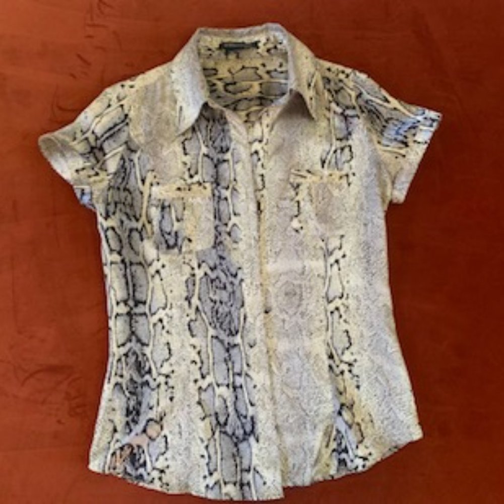 BCBG Snakeskin Button-down